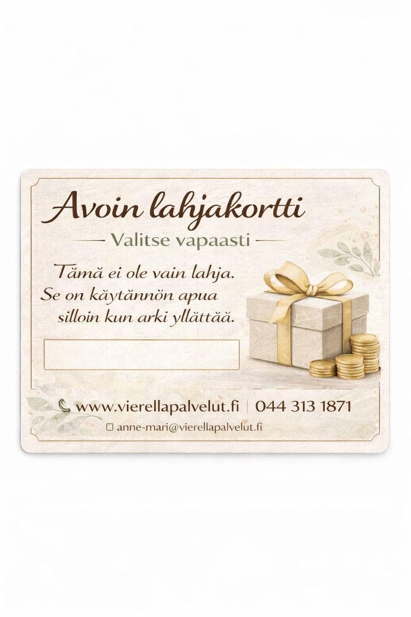 Avoin lahjakortti - valitse itse summa, alkaen